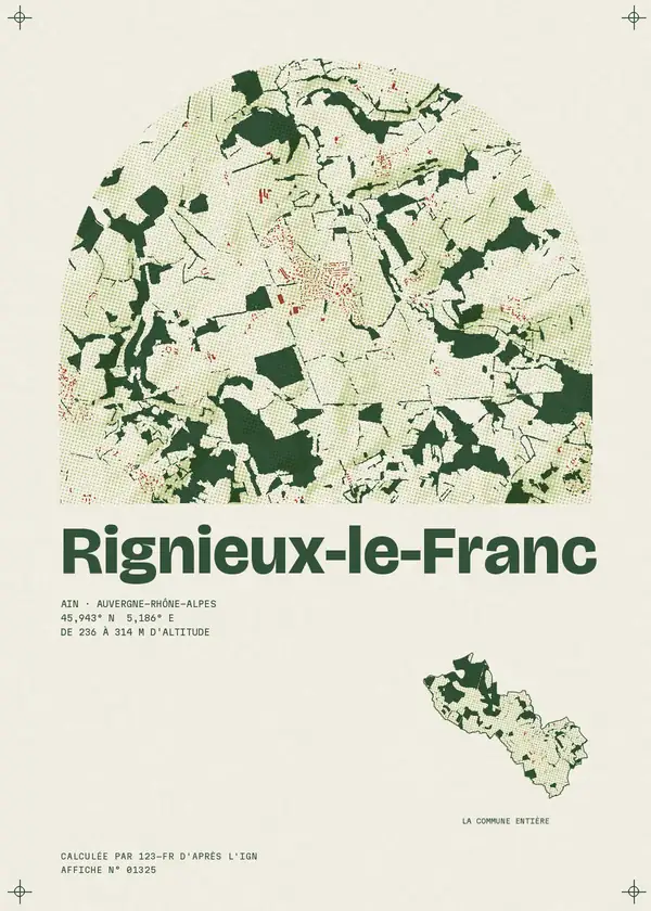 Affiche de Rignieux-le-Franc, calculée par 123-fr d'après l'IGN
