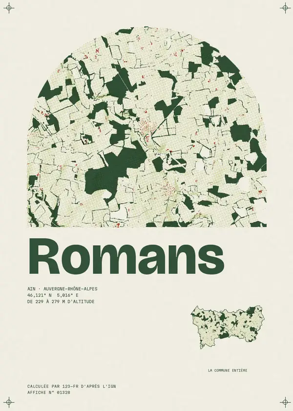 Affiche de Romans, calculée par 123-fr d'après l'IGN