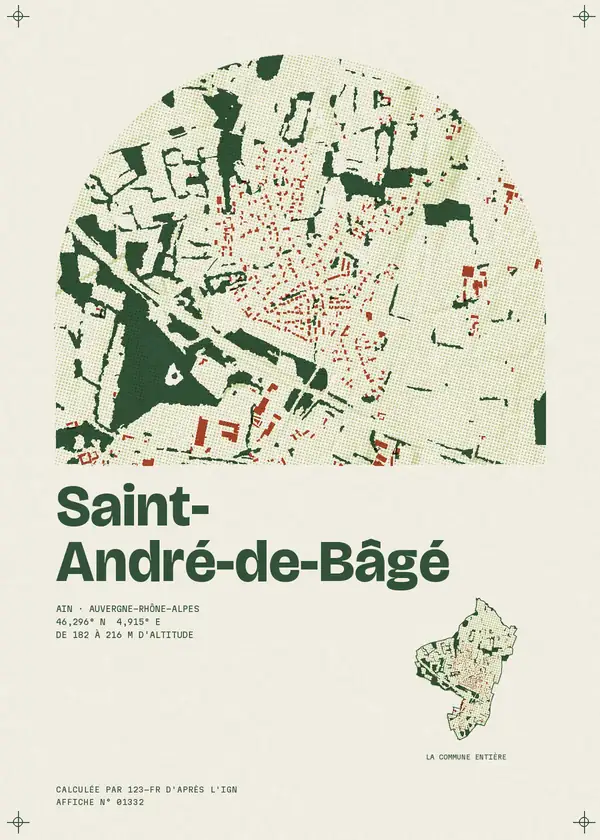 Affiche de Saint-André-de-Bâgé, calculée par 123-fr d'après l'IGN