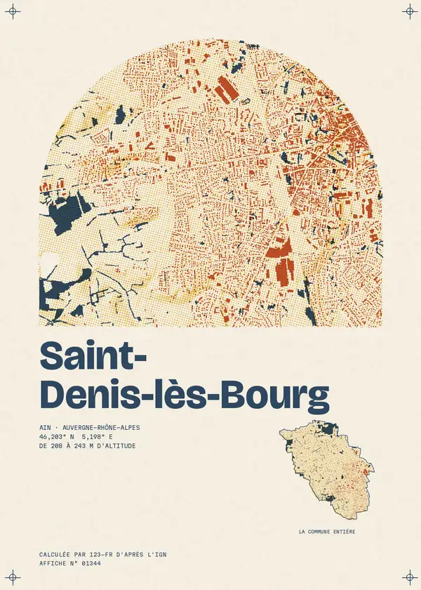 Affiche de Saint-Denis-lès-Bourg, calculée par 123-fr d'après l'IGN