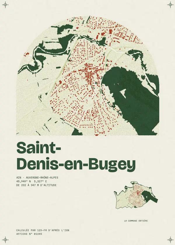 Affiche de Saint-Denis-en-Bugey, calculée par 123-fr d'après l'IGN