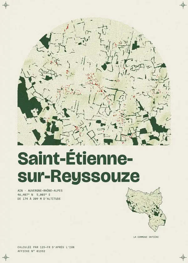 Affiche de Saint-Étienne-sur-Reyssouze, calculée par 123-fr d'après l'IGN