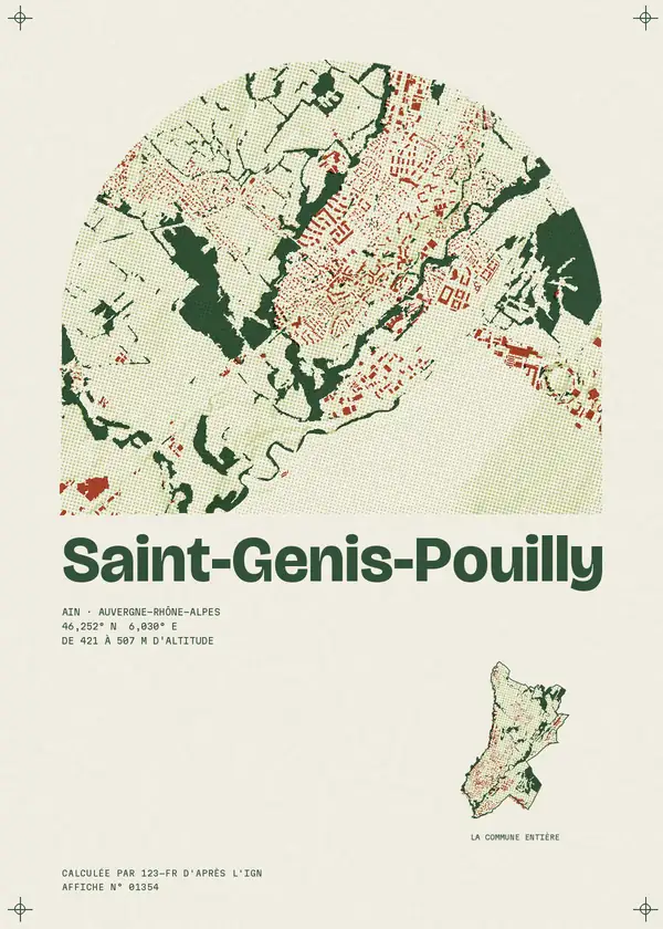 Affiche de Saint-Genis-Pouilly, calculée par 123-fr d'après l'IGN
