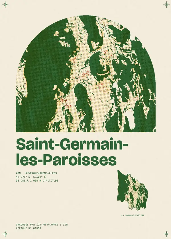 Affiche de Saint-Germain-les-Paroisses, calculée par 123-fr d'après l'IGN
