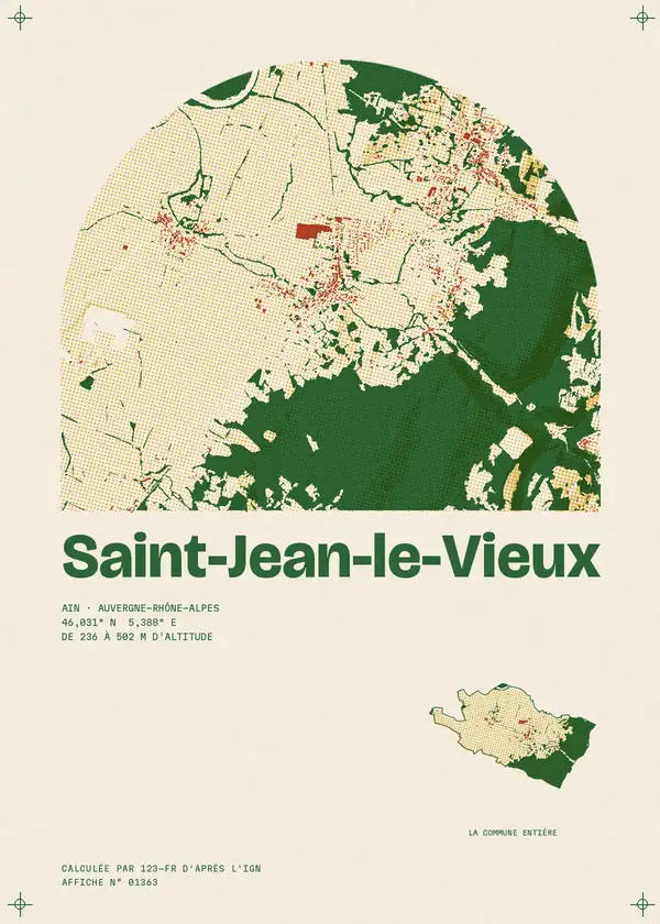 Affiche de Saint-Jean-le-Vieux, calculée par 123-fr d'après l'IGN