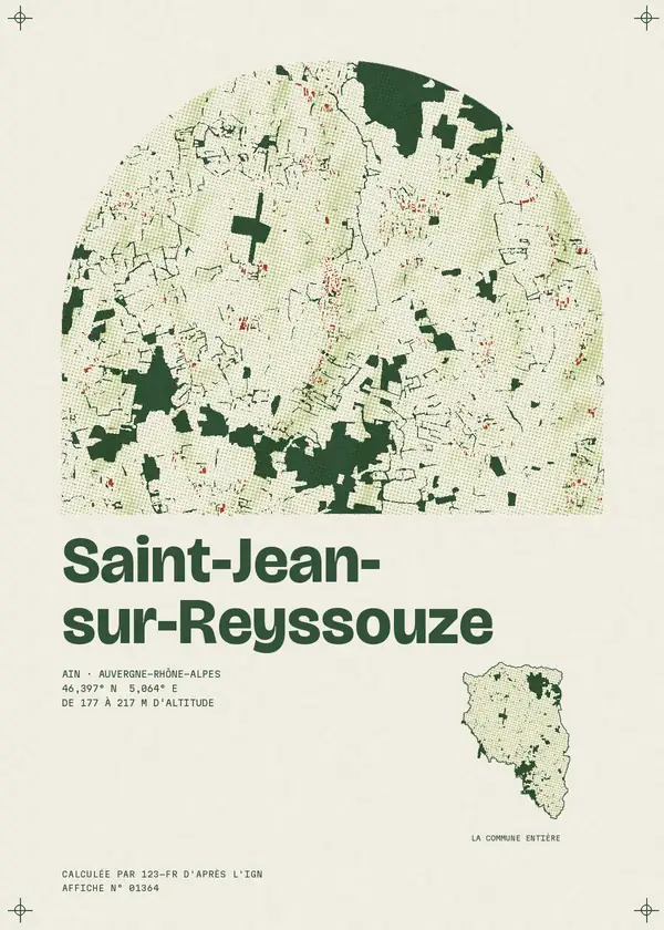 Affiche de Saint-Jean-sur-Reyssouze, calculée par 123-fr d'après l'IGN
