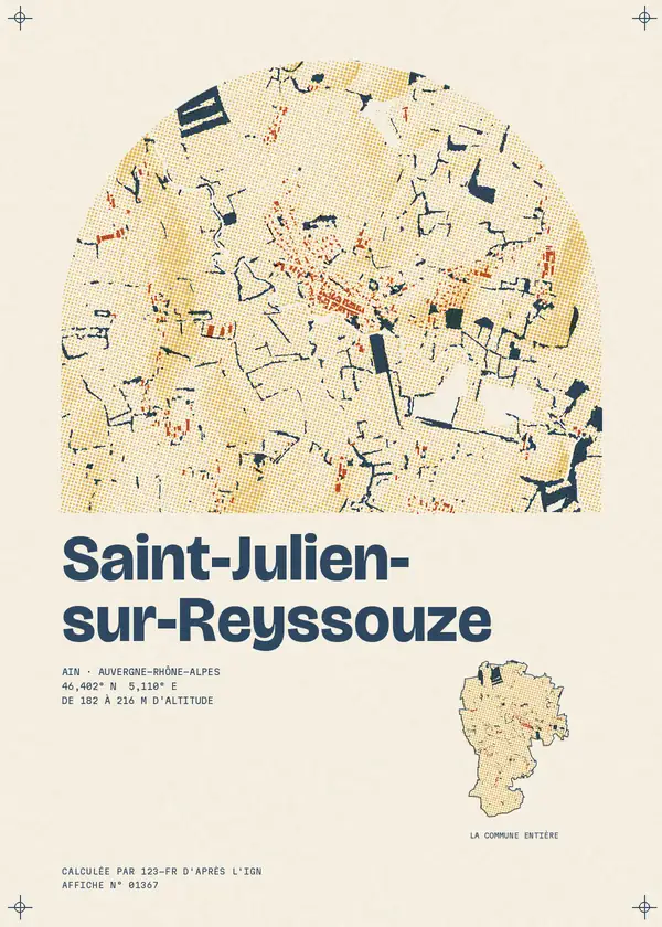 Affiche de Saint-Julien-sur-Reyssouze, calculée par 123-fr d'après l'IGN