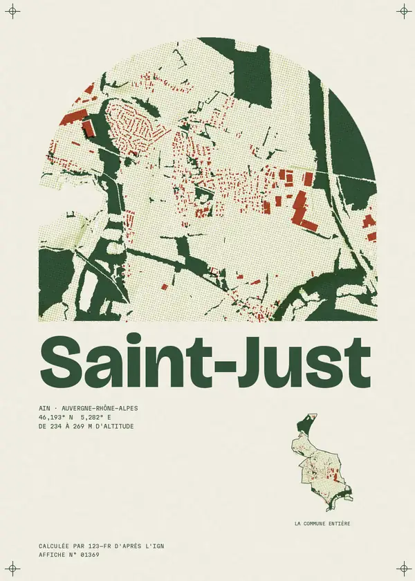 Affiche de Saint-Just, calculée par 123-fr d'après l'IGN