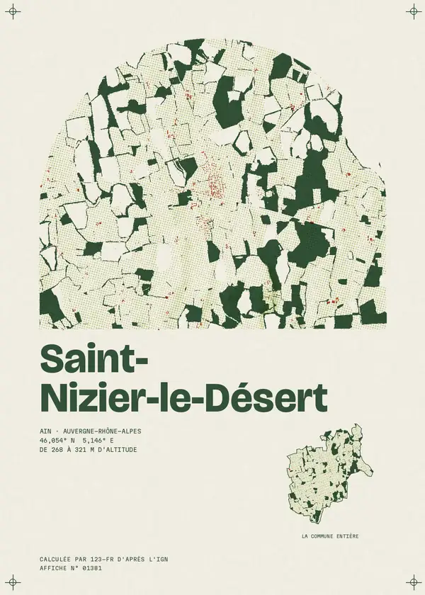 Affiche de Saint-Nizier-le-Désert, calculée par 123-fr d'après l'IGN