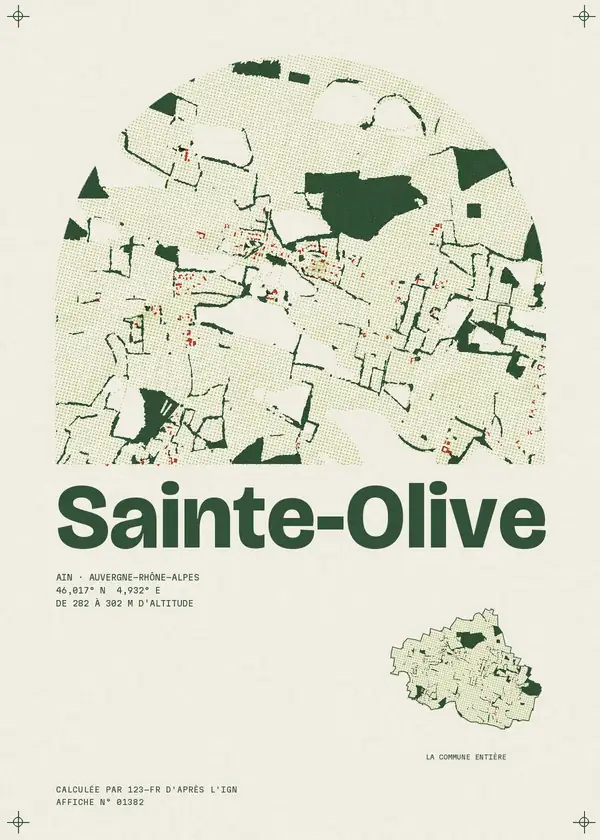 Affiche de Sainte-Olive, calculée par 123-fr d'après l'IGN