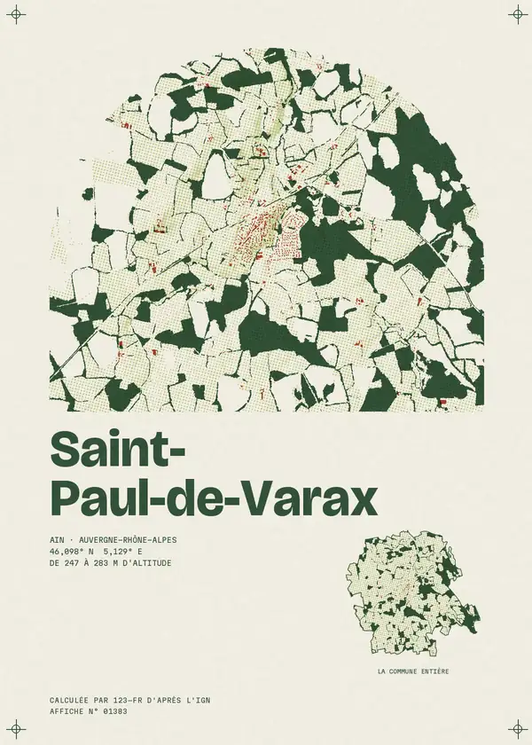 Affiche de Saint-Paul-de-Varax, calculée par 123-fr d'après l'IGN