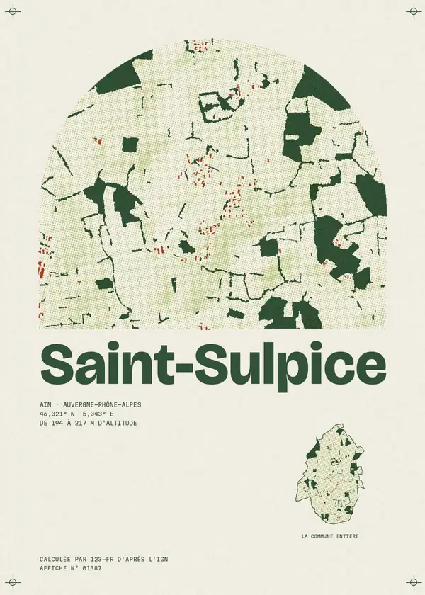 Affiche de Saint-Sulpice, calculée par 123-fr d'après l'IGN