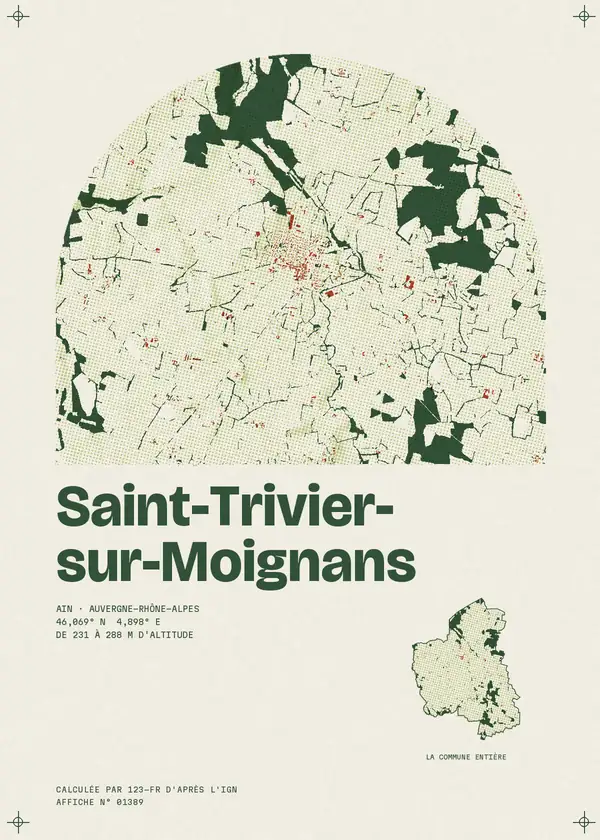 Affiche de Saint-Trivier-sur-Moignans, calculée par 123-fr d'après l'IGN