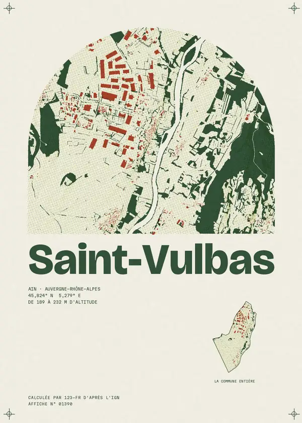 Affiche de Saint-Vulbas, calculée par 123-fr d'après l'IGN