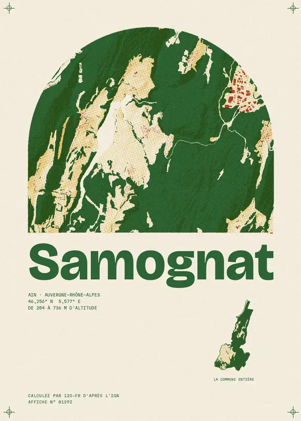 Affiche de Samognat, calculée par 123-fr d'après l'IGN