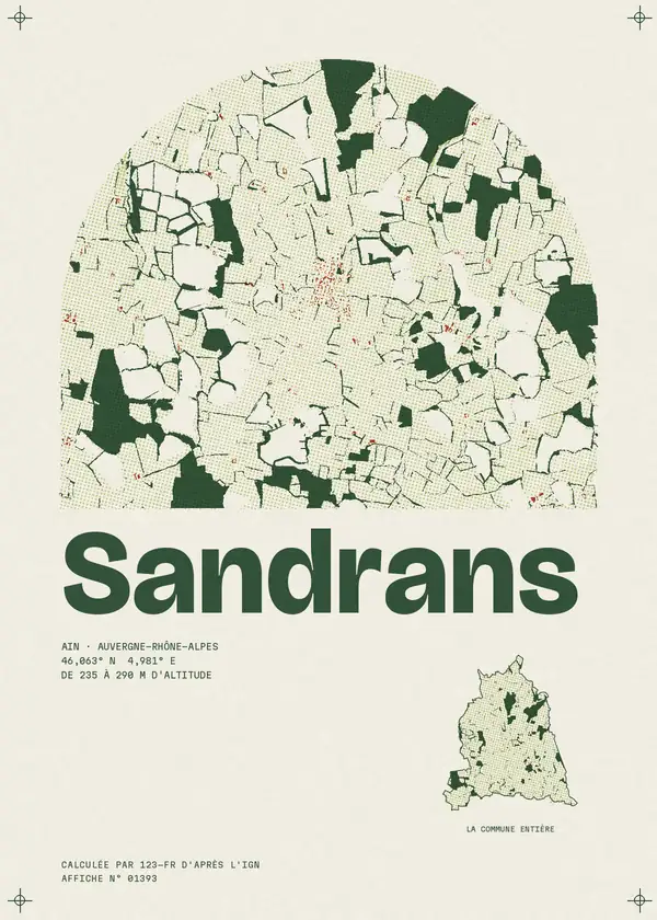 Affiche de Sandrans, calculée par 123-fr d'après l'IGN