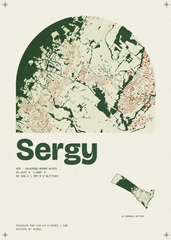 Affiche de Sergy, calculée par 123-fr d'après l'IGN