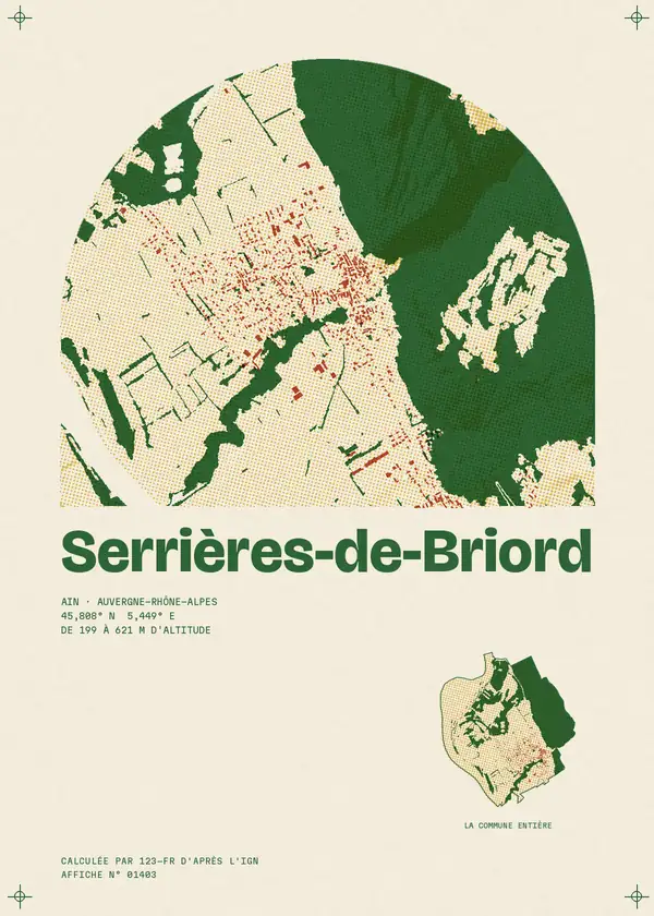 Affiche de Serrières-de-Briord, calculée par 123-fr d'après l'IGN