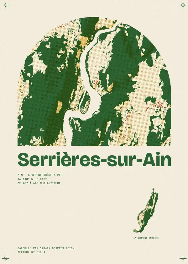Affiche de Serrières-sur-Ain, calculée par 123-fr d'après l'IGN