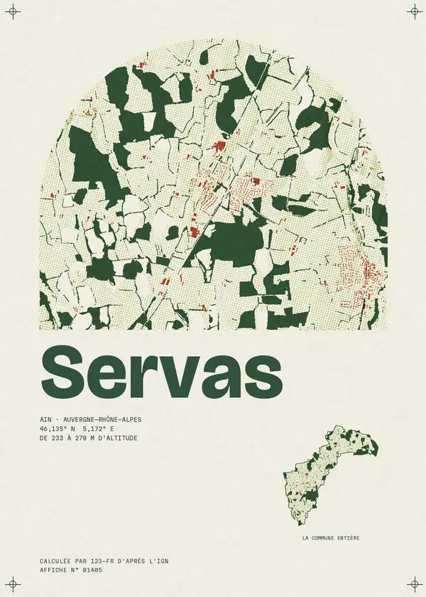 Affiche de Servas, calculée par 123-fr d'après l'IGN