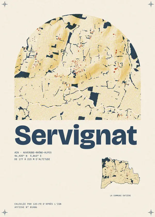 Affiche de Servignat, calculée par 123-fr d'après l'IGN