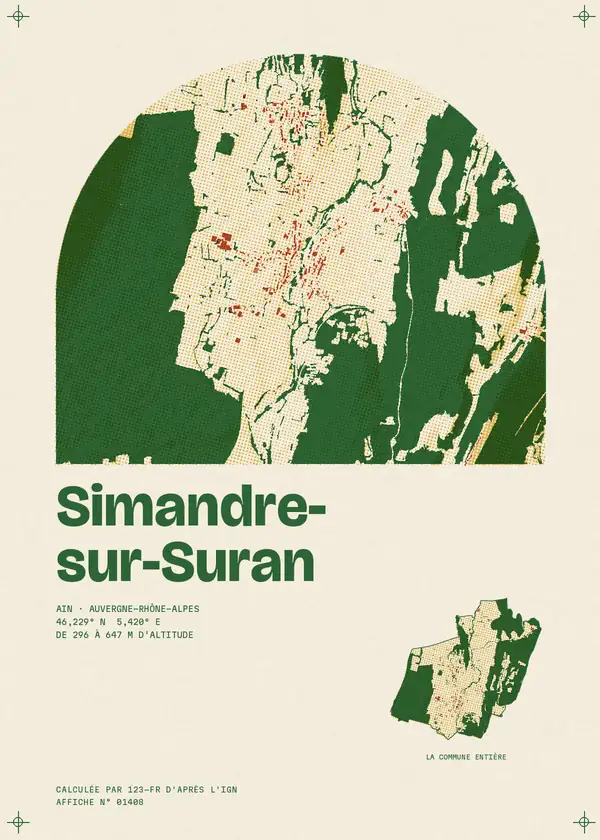 Affiche de Simandre-sur-Suran, calculée par 123-fr d'après l'IGN