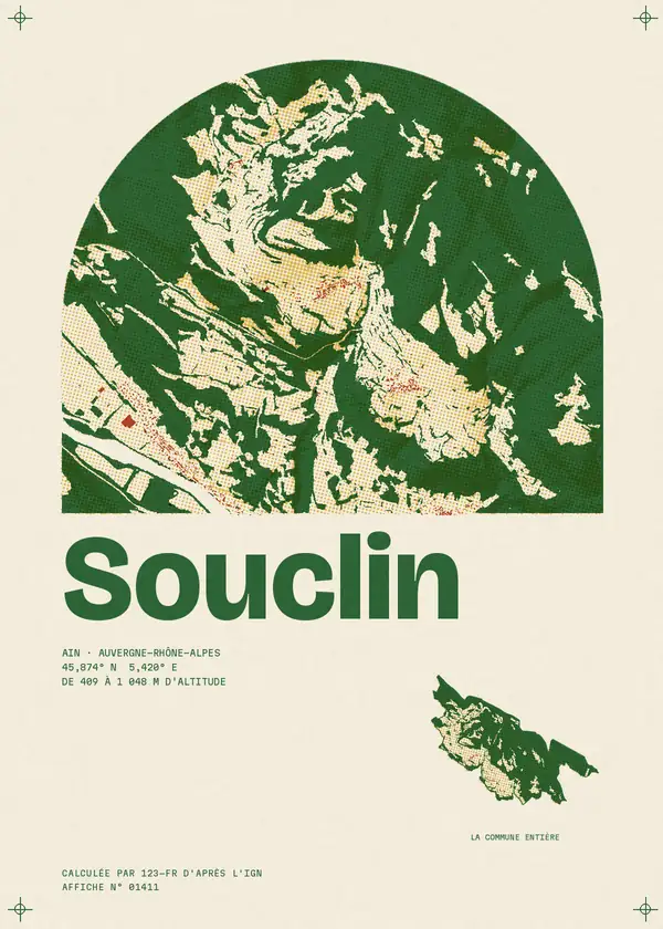 Affiche de Souclin, calculée par 123-fr d'après l'IGN