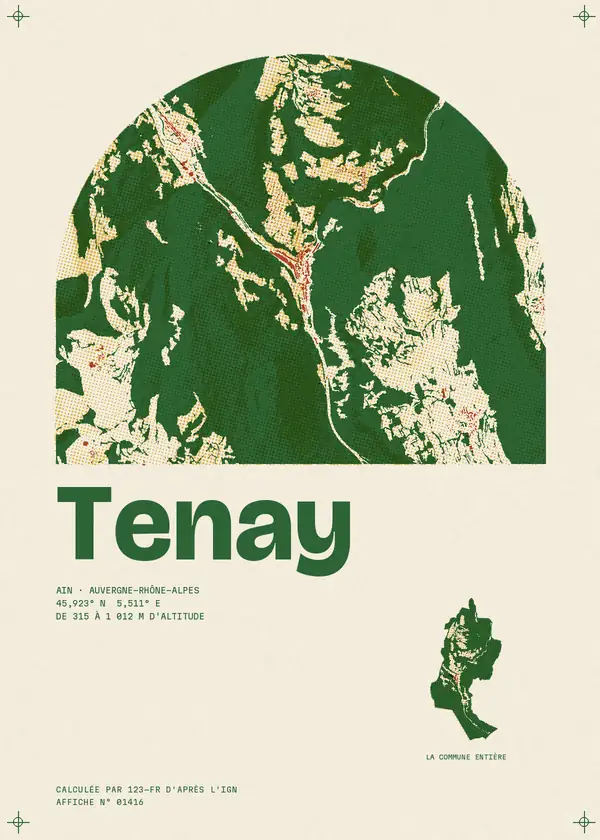 Affiche de Tenay, calculée par 123-fr d'après l'IGN