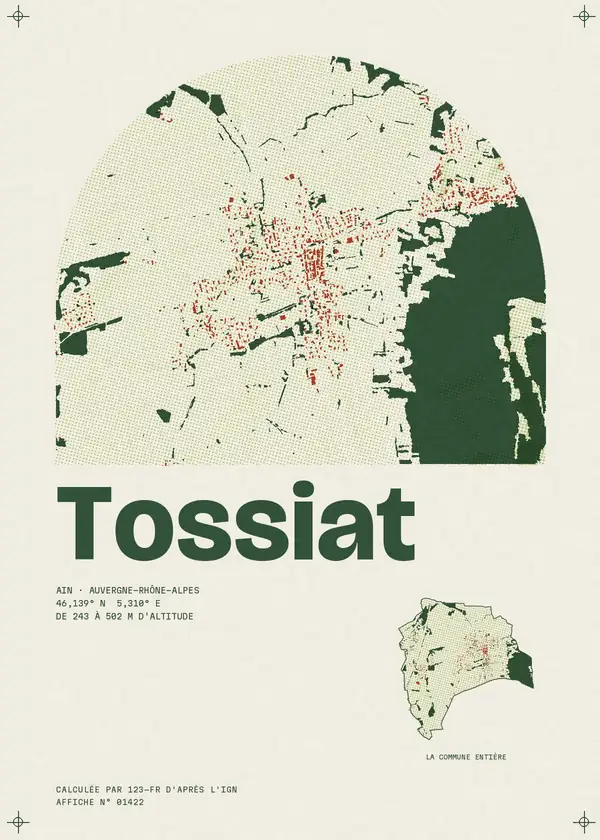Affiche de Tossiat, calculée par 123-fr d'après l'IGN