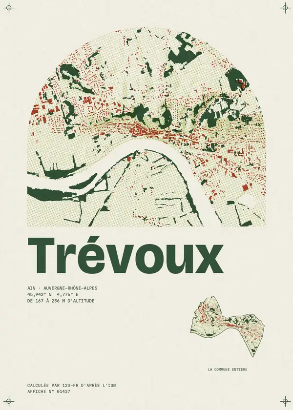 Affiche de Trévoux, calculée par 123-fr d'après l'IGN