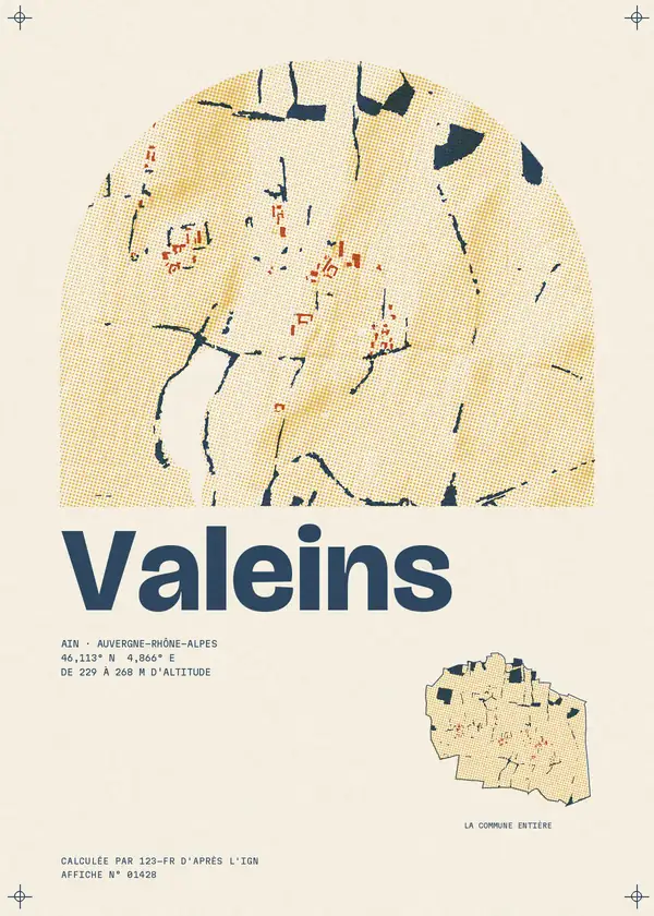 Affiche de Valeins, calculée par 123-fr d'après l'IGN