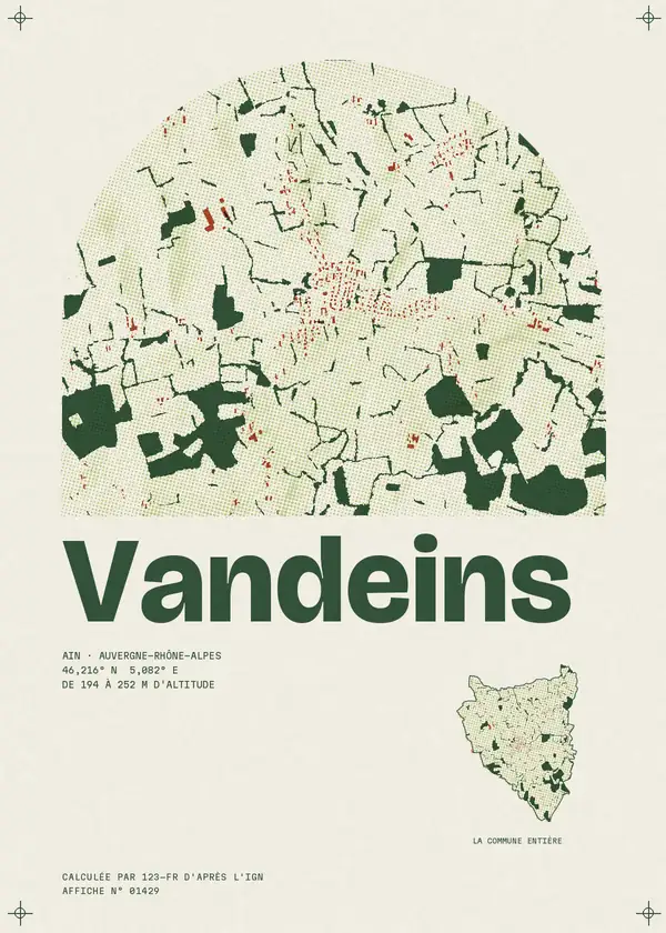 Affiche de Vandeins, calculée par 123-fr d'après l'IGN