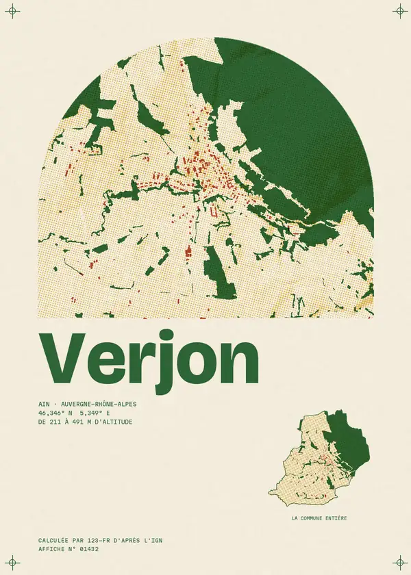 Affiche de Verjon, calculée par 123-fr d'après l'IGN
