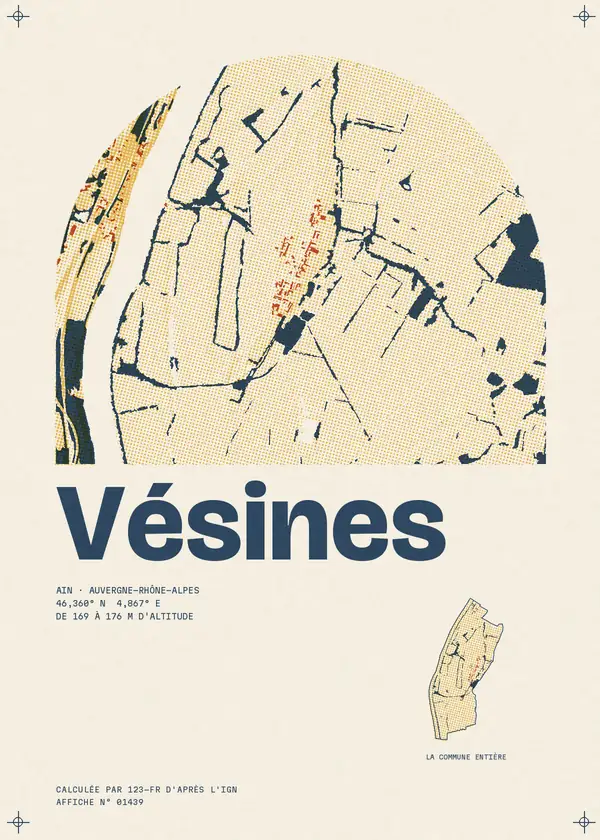 Affiche de Vésines, calculée par 123-fr d'après l'IGN