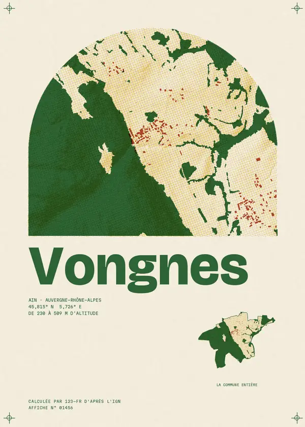 Affiche de Vongnes, calculée par 123-fr d'après l'IGN