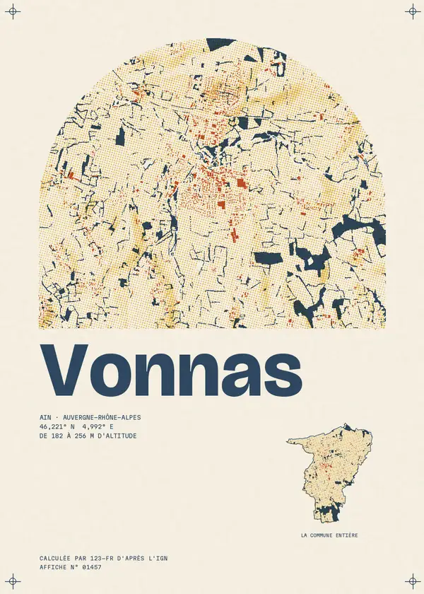 Affiche de Vonnas, calculée par 123-fr d'après l'IGN