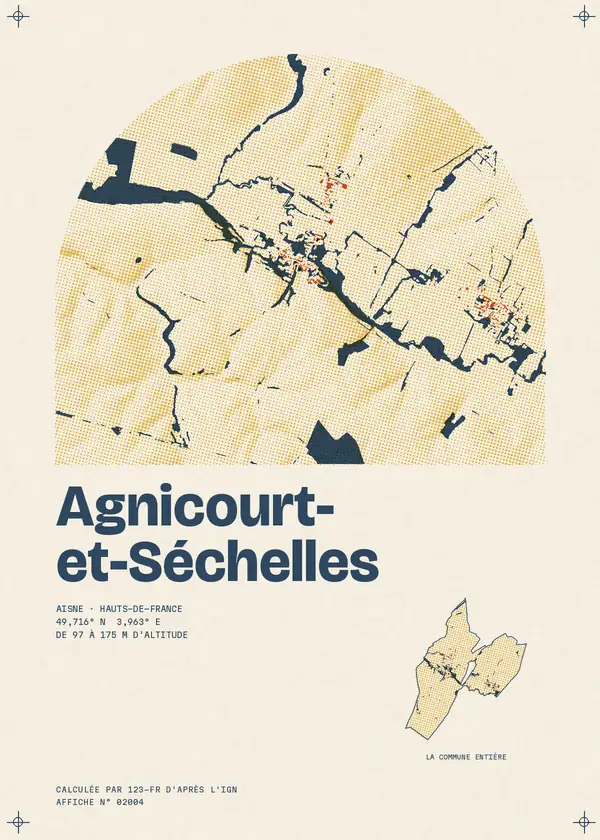 Affiche de Agnicourt-et-Séchelles, calculée par 123-fr d'après l'IGN