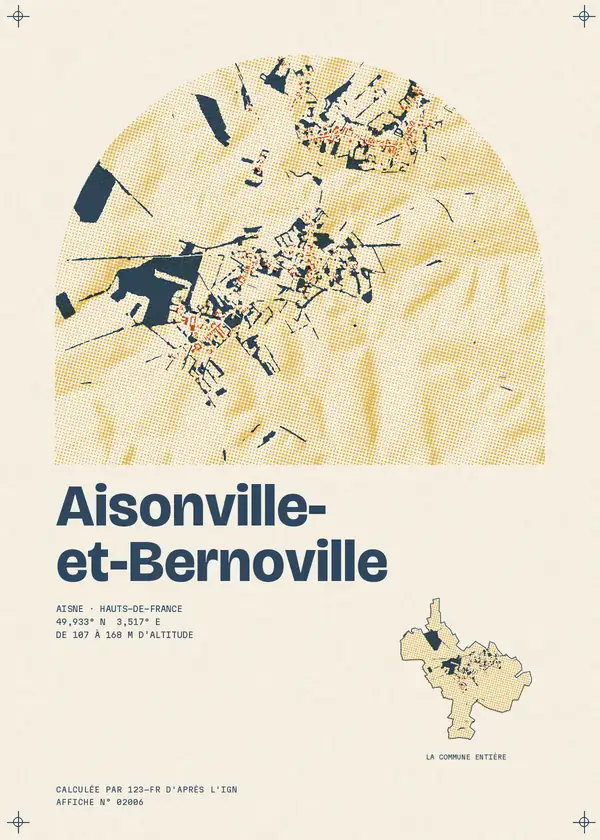 Affiche de Aisonville-et-Bernoville, calculée par 123-fr d'après l'IGN