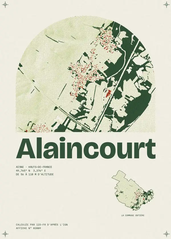 Affiche de Alaincourt, calculée par 123-fr d'après l'IGN