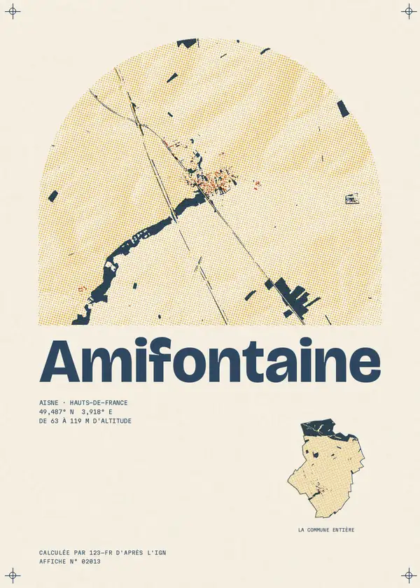 Affiche de Amifontaine, calculée par 123-fr d'après l'IGN
