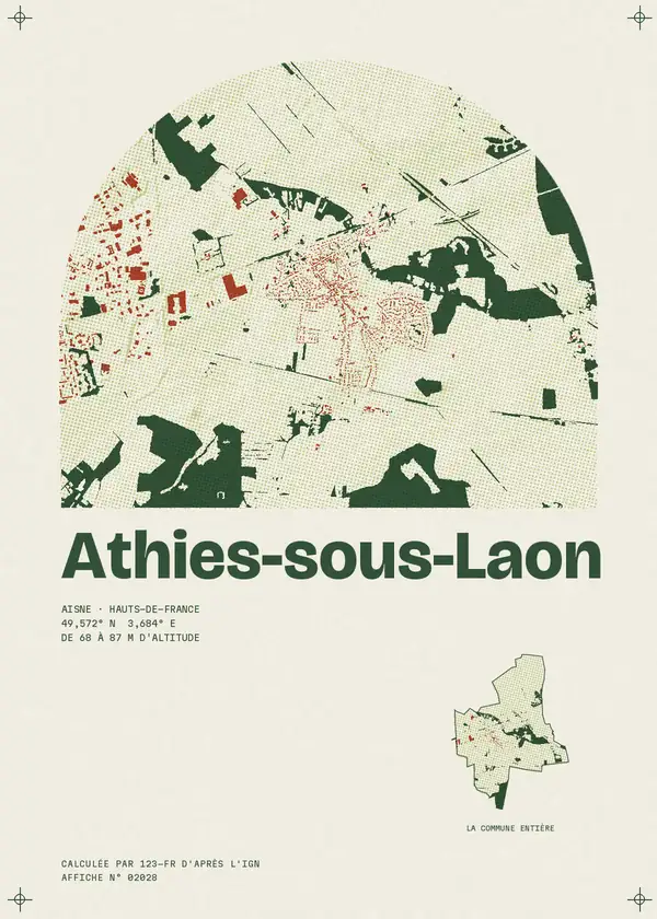 Affiche de Athies-sous-Laon, calculée par 123-fr d'après l'IGN