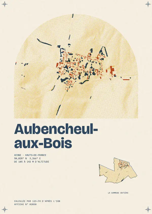 Affiche de Aubencheul-aux-Bois, calculée par 123-fr d'après l'IGN