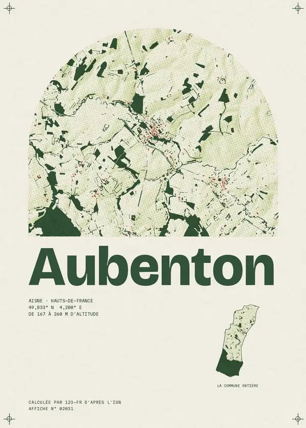 Affiche de Aubenton, calculée par 123-fr d'après l'IGN