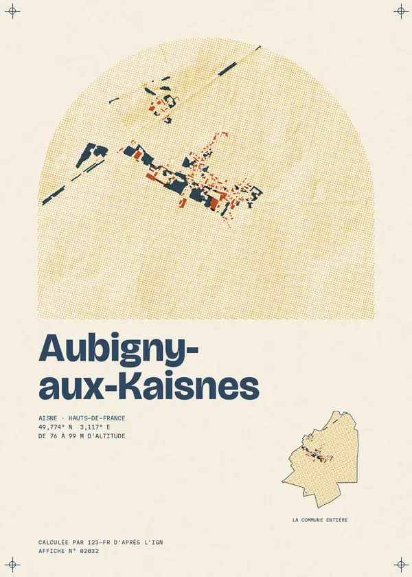 Affiche de Aubigny-aux-Kaisnes, calculée par 123-fr d'après l'IGN