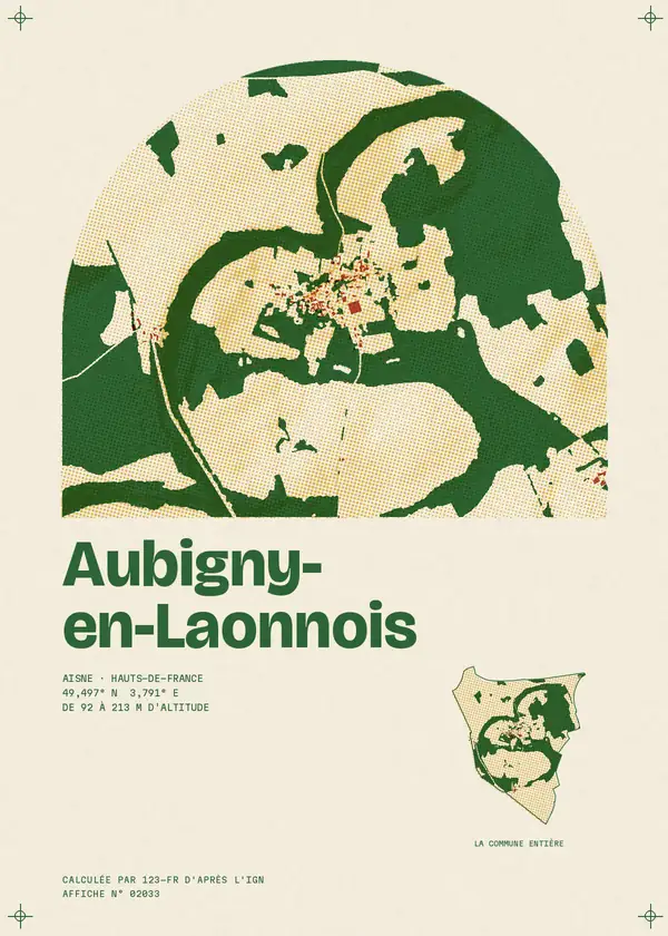 Affiche de Aubigny-en-Laonnois, calculée par 123-fr d'après l'IGN
