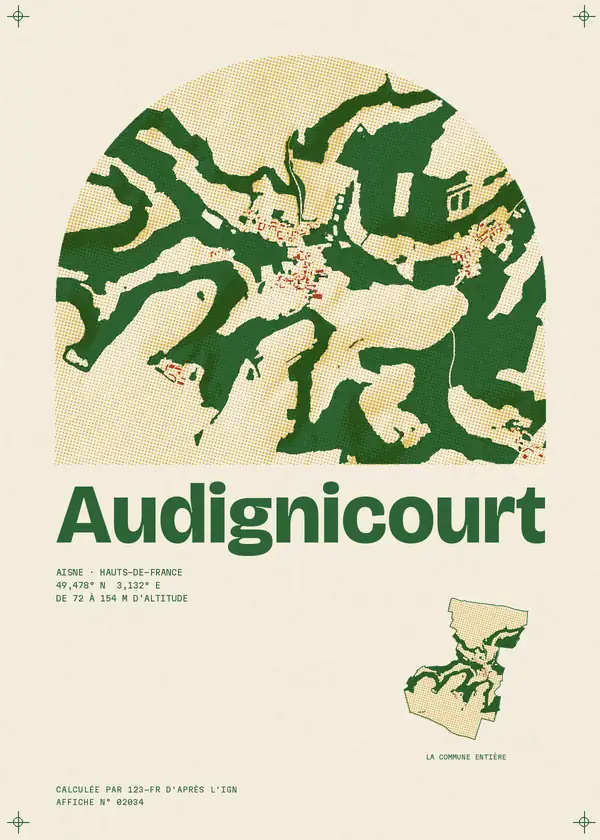 Affiche de Audignicourt, calculée par 123-fr d'après l'IGN