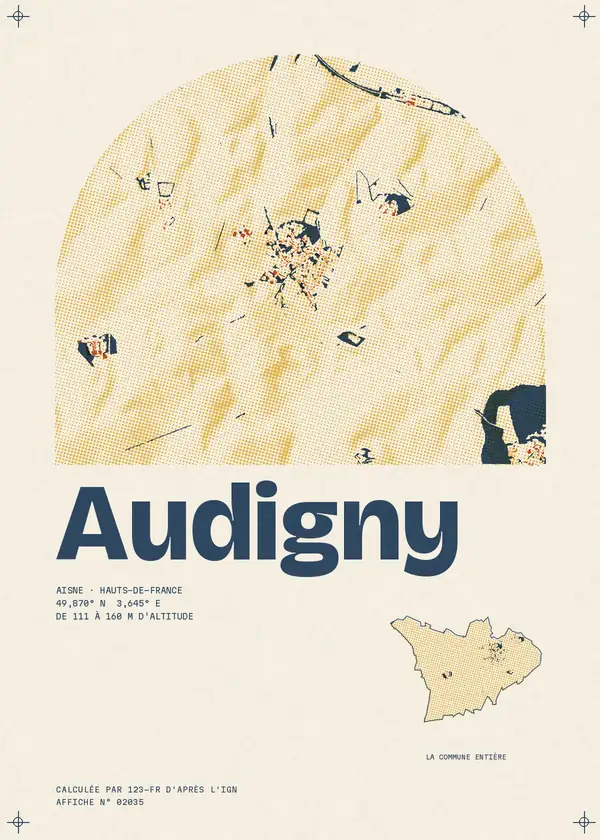 Affiche de Audigny, calculée par 123-fr d'après l'IGN