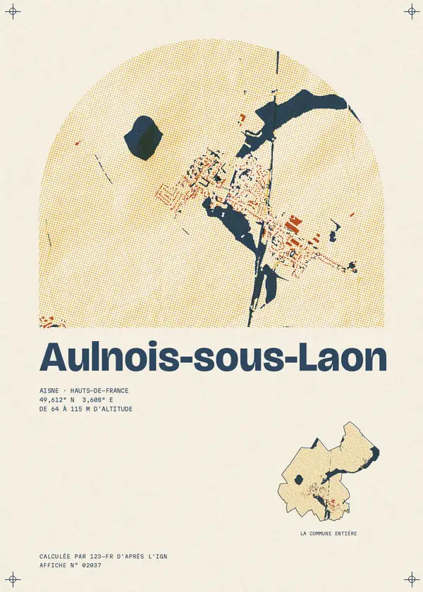 Affiche de Aulnois-sous-Laon, calculée par 123-fr d'après l'IGN