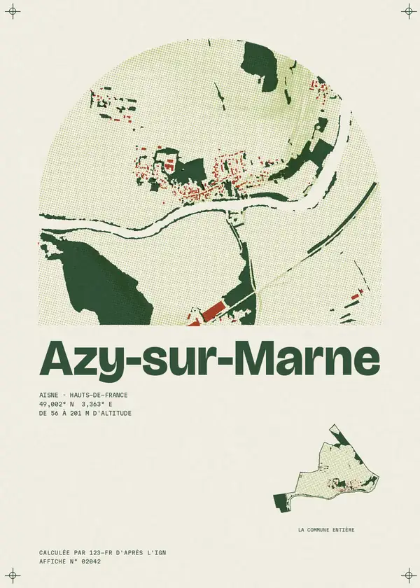 Affiche de Azy-sur-Marne, calculée par 123-fr d'après l'IGN