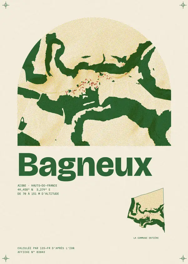 Affiche de Bagneux, calculée par 123-fr d'après l'IGN
